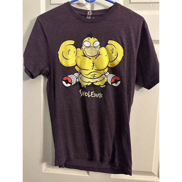 Pokemon Psyduck Swoleduck Gym Powerlifting T-Shirt - Picture 1 of 3